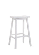 Wooden Bar Height Stools With Saddle Seat, White (Set of 2)