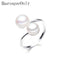 BaroqueOnly DOUBLE Pearls Ring Silver Interlaced Rings Freshwater Pearl Wedding Ring 925 Sterling Silver Jewelry for Women Gift-Resizable-Pink-JadeMoghul Inc.