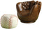 Baseball Glove Chair & Ottoman, Brown/White-Footstools and Ottomans-Brown/White-Leather-JadeMoghul Inc.