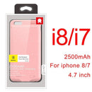Baseus Charger Case For iPhone 8 7 6 6s Plus 2500/3650mAh Power Bank Case Ultra Slim External Backup Battery Charging Case Cover-2500 Pink For i8 i7-China-JadeMoghul Inc.
