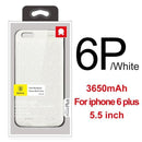Baseus Charger Case For iPhone 8 7 6 6s Plus 2500/3650mAh Power Bank Case Ultra Slim External Backup Battery Charging Case Cover-3650 White For i6P-China-JadeMoghul Inc.