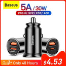 Baseus Dual USB Car Charger 5A Fast Charing 2 Port 12-24V Cigarette Socket Lighter Car USBC Charger for iPhone 12 Power Adapter JadeMoghul Inc.
