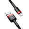 Baseus USB Cable for iPhone X 8 7 6 5 6s Fast Charging Phone USB Data Cables for iPhone 5s 5C SE USB Charger Cord Adapter-Black Red-2m-JadeMoghul Inc.