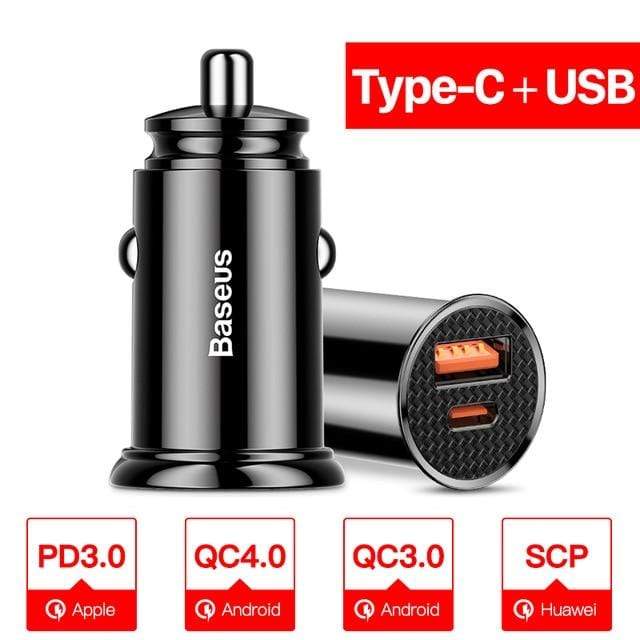 Baseus USB Car Charger Quick Charge 4.0 QC4.0 QC3.0 QC SCP 5A PD Type C 30W Fast Car USB Charger For iPhone Xiaomi Mobile Phone AExp