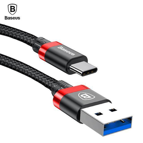 Baseus USB Type C Cable 3A Data Charging Charge Wire Cord USB 3.0 Type-c Cable For Samsung S9 S8 Oneplus 2 3 5t USB-C Charger-Black Red-100cm-JadeMoghul Inc.