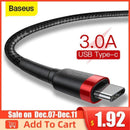 Baseus USB Type C Cable for Samsung S10 S9 Quick Charge 3.0 Cable USB C Fast Charging for Huawei P30 Xiaomi USB-C Charger Wire AExp