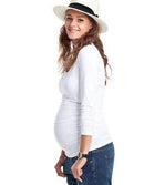 Basic Maternity Long Sleeved T Shirt Top-White-M-JadeMoghul Inc.