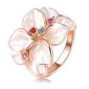 Beagloer Hotting Sale Jewelry Ring With Rose Gold Color Austrian Crystal Black Enamel Flower/Wedding Ring For Women Ri-HQ1006-6.5-A 1-JadeMoghul Inc.