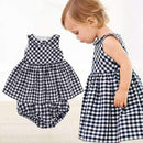 Bear Leader Baby Girls Dress 2016 New Casual Plaid Sleeveless Turn-down Collar Princess Dress + Plaid shorts 2pcs Clothing Sets-Dark Grey-6M-JadeMoghul Inc.