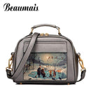 Beaumais Pu Leather Women Leather Handbag Famous Brand Women Messenger Bags Women Shoulder Bag Pouch Printing Female Bag DB5794-Black-JadeMoghul Inc.