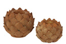 Beautiful Artichoke Replica Stone Ware Candle Holder Set Of Two In Rust Brown-Candleholders-Brown-Stoneware-JadeMoghul Inc.