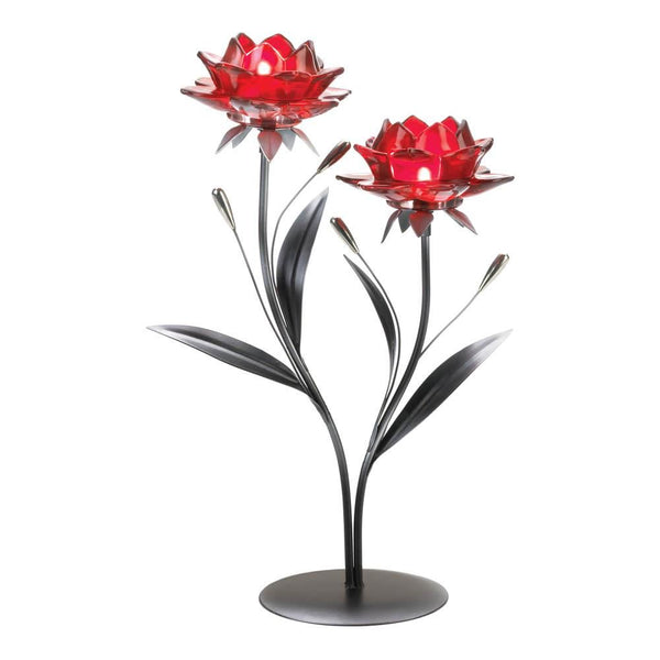 Candle Decoration Beautiful Red Flowers Candleholder