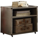 Bedroom Furniture Rectangular Nightstand With USB Power Dock And Caster Legs In Aluminum Finish Benzara