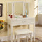 Bedroom Furniture Sets Pearl White Transitional Vanity Table With A Stool, White Finish Benzara