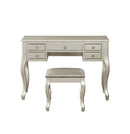 Bedroom Furniture Sets Vanity Set Featuring Stool And Mirror Silver Benzara