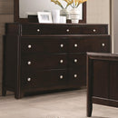 Wooden Dresser with 9 Drawers, Dark Merlot Brown