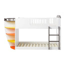 Beds Bunk Beds - 100" X 41" X 57" White And Chocolate Twin Over Twin Bunk Bed With Storage Shelf HomeRoots