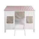 Beds Full Size Bed - 84" X 59" X 77" White And Pink Cottage Full Bed HomeRoots