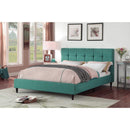 Beds Queen Sized Bed - Queen Blue Modern Upholstered Square Stitched Platform Bed HomeRoots