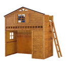 Beds Twin Loft Bed - 80" X 43" X 88" Twin Rustic Oak Pine Wood Loft Bed HomeRoots
