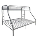 Beds Twin Over Full Bunk Bed - 78" X 54" X 60" Twin Over Full Silver Metal Tube Bunk Bed HomeRoots