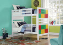 Beds Twin Over Twin Bunk Beds - 80" X 43" X 65" White & Multi-Color Twin Over Twin Playground Bunk Bed HomeRoots