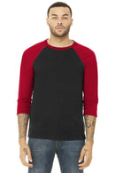 BELLA+CANVAS Unisex 3/4-Sleeve Baseball Tee. BC3200-T-shirts-Black/ Red-XS-JadeMoghul Inc.