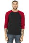 BELLA+CANVAS Unisex 3/4-Sleeve Baseball Tee. BC3200-T-shirts-Black/ Red-XS-JadeMoghul Inc.
