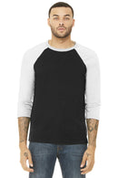 BELLA+CANVAS Unisex 3/4-Sleeve Baseball Tee. BC3200-T-shirts-Black/ White-S-JadeMoghul Inc.