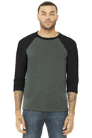 BELLA+CANVAS Unisex 3/4-Sleeve Baseball Tee. BC3200-T-shirts-Deep Heather/ Black-L-JadeMoghul Inc.