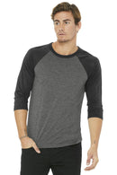 BELLA+CANVAS Unisex 3/4-Sleeve Baseball Tee. BC3200-T-shirts-Grey/ Charcoal-Black Triblend-XS-JadeMoghul Inc.