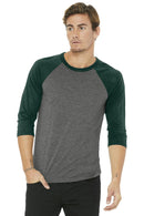 BELLA+CANVAS Unisex 3/4-Sleeve Baseball Tee. BC3200-T-shirts-Grey/ Emerald Triblend-2XL-JadeMoghul Inc.