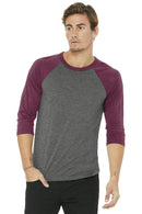 BELLA+CANVAS Unisex 3/4-Sleeve Baseball Tee. BC3200-T-shirts-Grey/ Maroon Triblend-2XL-JadeMoghul Inc.