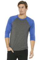 BELLA+CANVAS Unisex 3/4-Sleeve Baseball Tee. BC3200-T-shirts-Grey/ True Royal Triblend-XL-JadeMoghul Inc.