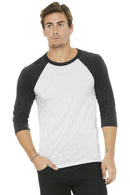 BELLA+CANVAS Unisex 3/4-Sleeve Baseball Tee. BC3200-T-shirts-White Flk/ Charcoal-BI Triblend-2XL-JadeMoghul Inc.