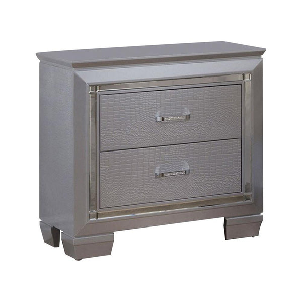 Bellanova Contemporary Night Stand In Silver-Nightstands and Bedside Tables-Silver-Wood-JadeMoghul Inc.