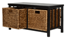 Benches Entryway Bench - 31'.5" X 15'.5" X 16'.75" Black/Brown Bamboo Storage Bench with Baskets HomeRoots