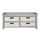 Benches Entryway Bench - 39'.75" X 14" X 18" Grey MDF, Water Hyacinth Water Hyacinth Storage Bench with Baskets HomeRoots