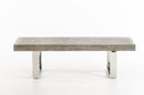 Benches Garden Bench - 18" Grey Brush Veneer and Stainless Steel Bench HomeRoots