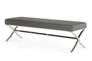 Benches Garden Bench - 19" Grey Leatherette and Stainless Steel Bench HomeRoots
