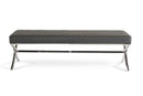 Benches Garden Bench - 19" Grey Leatherette and Stainless Steel Bench HomeRoots