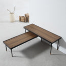Benches Outdoor Bench - 43.3" x 43.3" x 40" Walnut Veneer Bench HomeRoots