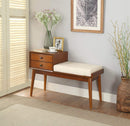 Benches Storage Bench - 36" X 16" X 24" Honey Oak Fabric Bench W/Storage HomeRoots