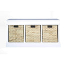 Benches Storage Bench - 40" X 13" X 20" Grey MDF,Rattan Skin Storage Bench with Baskets HomeRoots