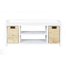 Benches Storage Bench - 42" X 14'.25" X 18" Black w/ Natural Water Hyacinth MDF,Rattan Skin Storage Bench with Baskets HomeRoots