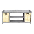 Benches Storage Bench - 42" X 14'.25" X 18" White MDF,Rattan Skin Storage Bench with Baskets HomeRoots