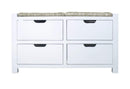 Benches Wooden Bench - 32" X 15" X 21" White W/ Natural Sea Grass Wood, MDF, Seagrass Bench with Drawers and a Seagrass Top HomeRoots