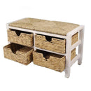 Benches Wooden Bench - 33'.5" X 16" X 20" White Wash W/ Natural Seagrass Wood, MDF, Water Hyacinth Bench with Hyacinth Baskets and a Seagrass Top HomeRoots