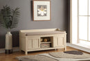 Benches Wooden Bench - 45" X 17" X 21" Fabric And Cream Bench With Storage HomeRoots