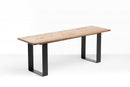 Benches Wooden Bench - 48" X 14" X 17" Chocolate Ash Wood And Steel Entryway Dining Bench HomeRoots